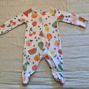 Wonder Nation Colorful Fruit Print Kids One Piece Footie 0-3M